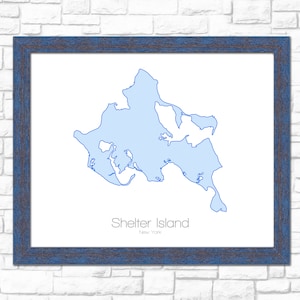Shelter Island New York NY Karte Kunst - Druck, Poster - Geschenk, Geschenk - Strand, Insel, Meer, Resort, Sommer, Hamptons, NYC, Long Island