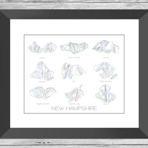 New Hampshire Ski Resort Mountain Collection Art - Bretton Woods, Cannon, Loon, Mount Sunapee, Ragged Mountain, Waterville Valley, Wildcat