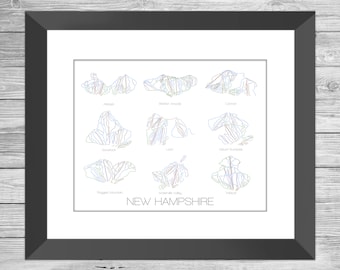 New Hampshire Ski Resort Mountain Collection Art - Bretton Woods, Cannon, Loon, Mount Sunapee, Ragged Mountain, Waterville Valley, Wildcat