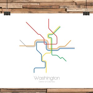 Washington Dc Metro Map | Dc Subway Map | Washington Dc Map | Distrcit Of Colombia Metro | Train | Rail | Line Art