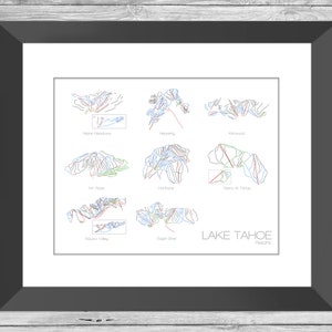Tahoe Ski Resort Mountain Collection Art - Alpine Meadows, Heavenly, Kirkwood Mt. Rose, Northstar, Sierra-At-Tahoe, Squaw Valley