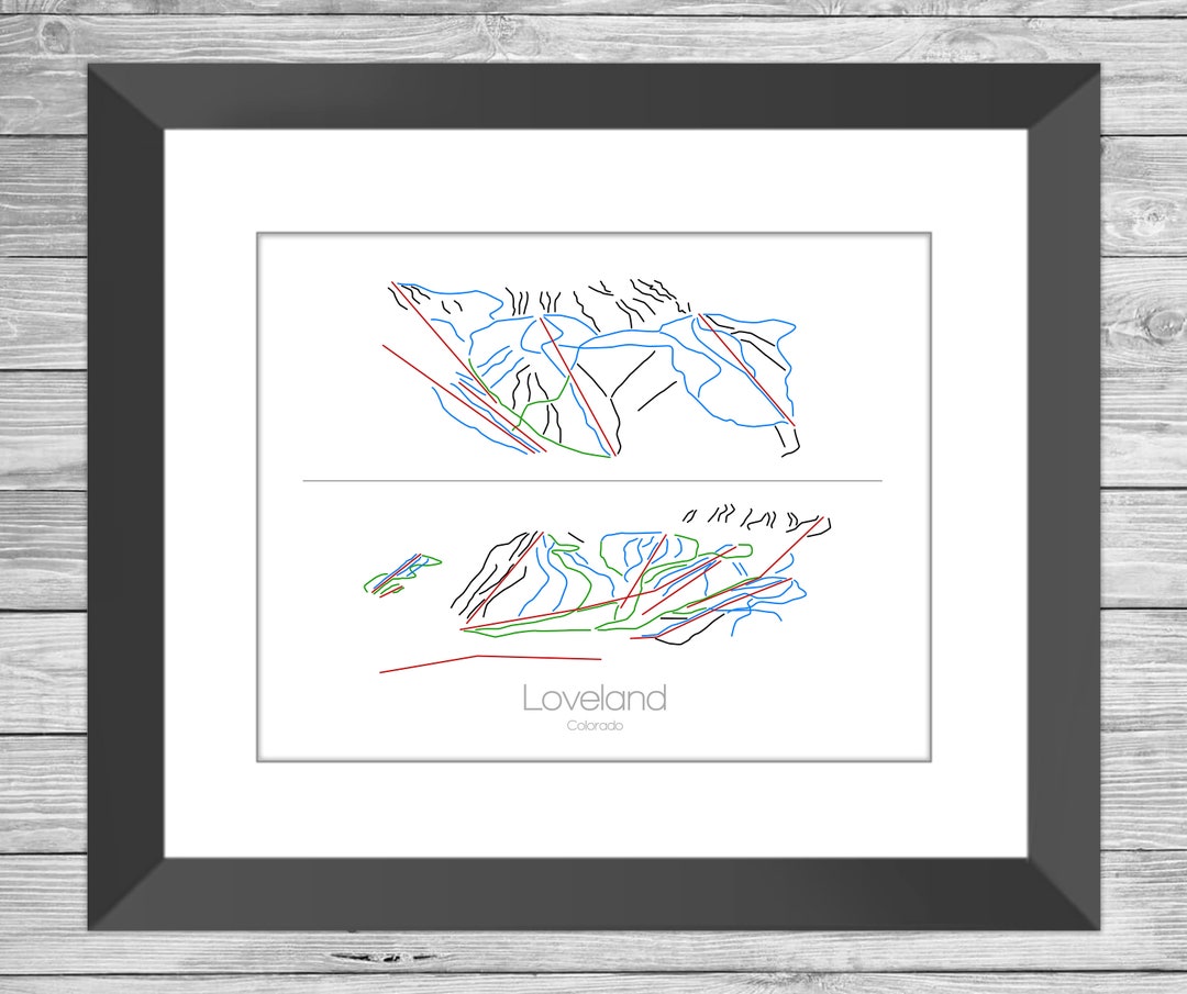 Loveland Ski Area Map Colorado Co Ski Snowboard Trail Art --- Print ...