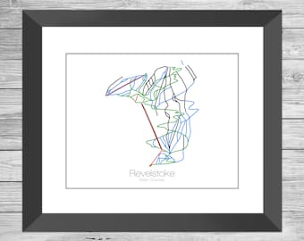 Revelstoke Ski Map | Trail Map | British Columbia Canada | Modern Wall Art | Mountain Décor | Ski Gift | Revelstoke Mountain Resort