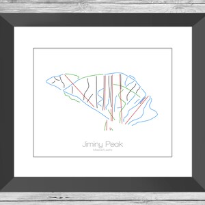 Jiminy Peak Karte Massachusetts Ma Ski Snowboard Karte Kunst --- Druck, Poster, Bild --- Rahmen, Geschenk --- Resort, Berg, Schnee, Winter