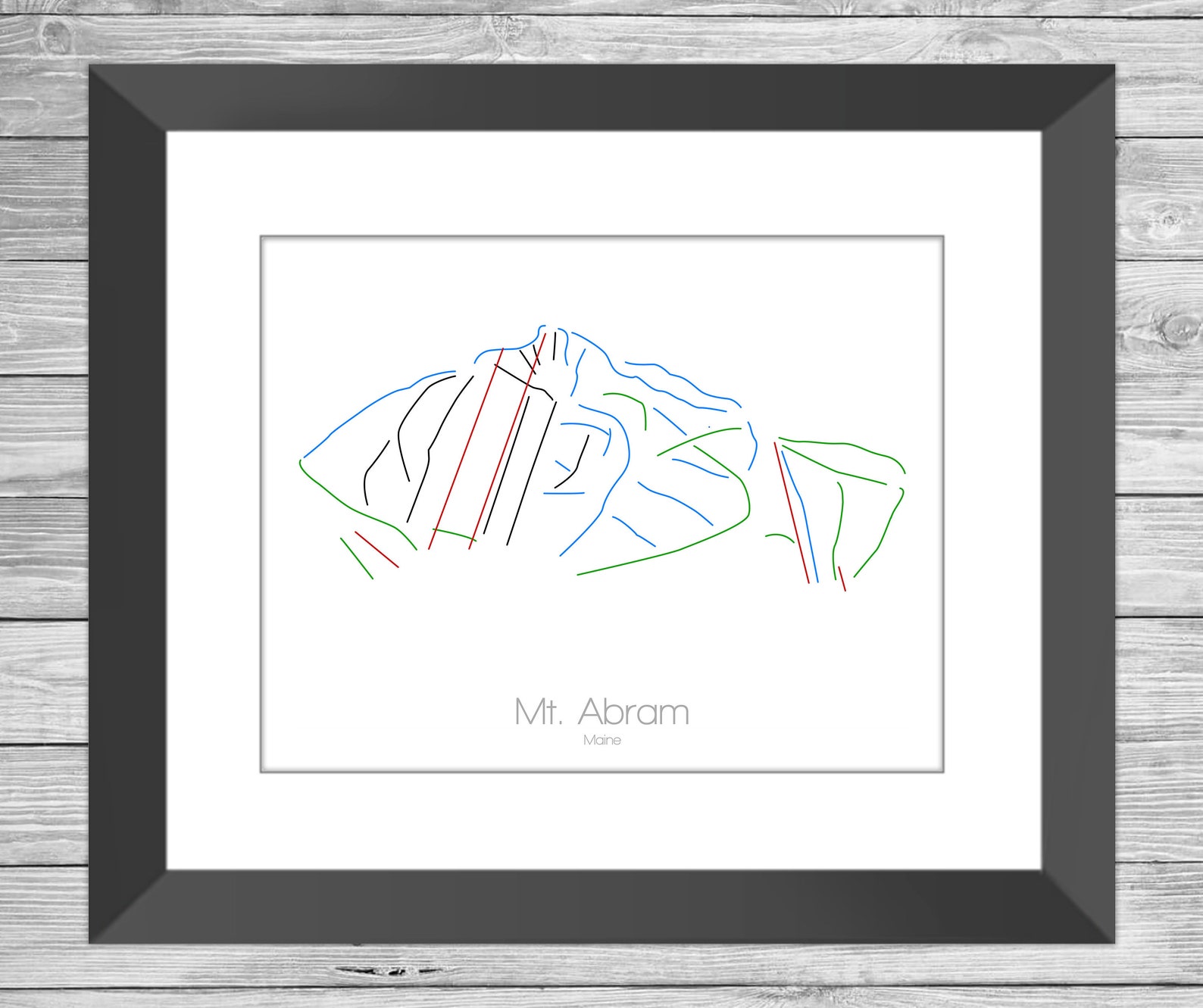 Mt Abram Ski Map Trail Map Maine Modern Wall Art Etsy