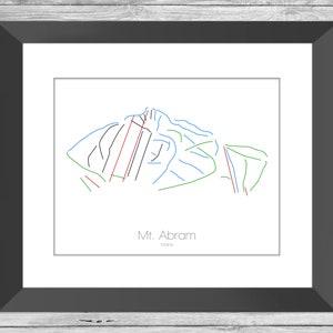 Carte de ski mt Abram | Carte des sentiers | | du Maine | d’art mural moderne | de décoration de montagne | cadeau de ski Moi Ski Snowboard
