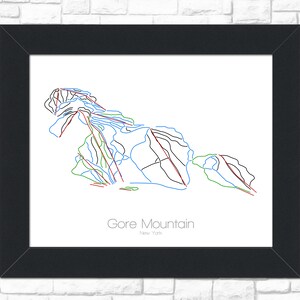 Gore New York Map Ny Ski Snowboard Trail Map Art --- Gore Mountain --- Marco, Regalo, Presente --- Resort, Montaña, Nieve, Invierno