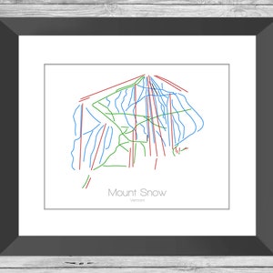 Mount Snow Map Vermont (No Insert) Vt Ski Snowboard Trail Map Art - Print, Poster - Rahmen, Geschenk, Geschenk - Resort, Berg, Schnee, Winter
