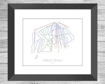 Mount Snow Map Vermont (No Insert) Vt Ski Snowboard Trail Map Art - Print, Poster - Frame, Cadeau, Cadeau - Resort, Berg, Sneeuw, Winter
