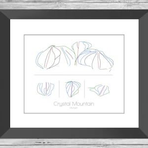 Crystal Mountain Map Michigan Mi Ski Snowboard Trail Map Art --- Print, Poster, Picture --- Frame, Gift, Present --- Resort, Mountain, Snow