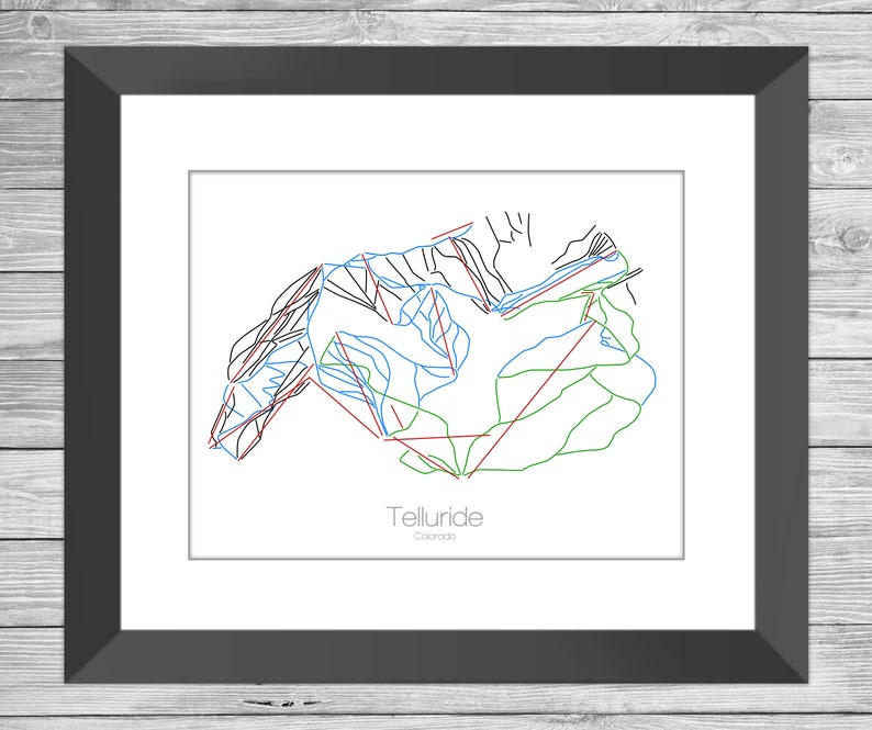 Ski Gift Telluride Ski Map Modern Wall Art Mountain D\u00e9cor Telluride Colorado