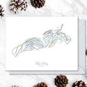 Carte de vœux Big Sky (fr) Carte de ski Carte de snowboard (carte de snowboard) Mt Montana - France Anniversaire de l’anniversaire Vacances Noel Mariage Merci de vous. Carte postale