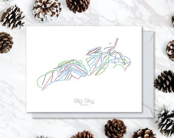 Biglietto d'auguri Big Sky Carta da sci Carta Snowboard Montana Mt Compleanno . Proprietà Holiday . Proprietà Christmas Matrimonio Grazie Cartolina