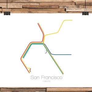San Francisco Bart Karte | Sf Bay Area Rapid Transit Karte | Kalifornien Karte | San Francisco U-Bahn | Trolley | Karte der Bay Area | Reise-Poster