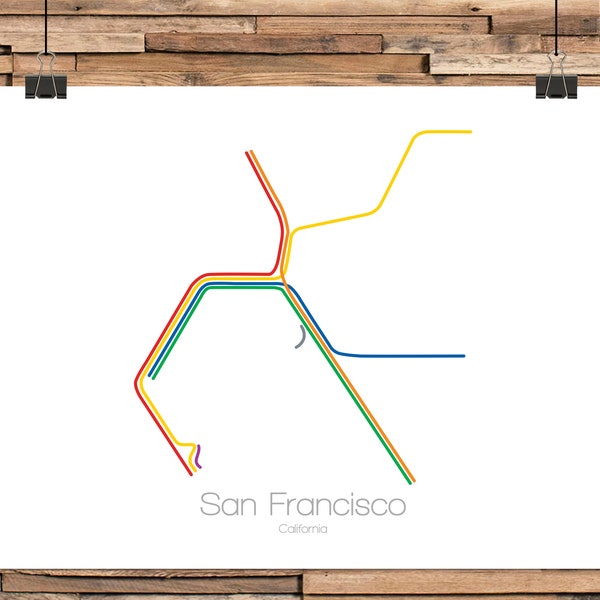 San Francisco Bart Map | Sf Bay Area Rapid Transit Map | California Map | San Francisco Subway | Trolley | Bay Area Map | Travel Poster