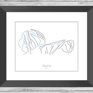 Alpine Skikarte | Wegkarte | Ontario Kanada | Moderne Wandkunst | Berg deko | Ski Geschenk | Alpiner Ski club