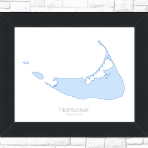Nantucket Karte Massachusetts Ma Kunst --- Druck, Poster, Bild --- Geschenk, Geschenk --- Strand, Insel, Ozean, Resort, Sommer, Neuengland