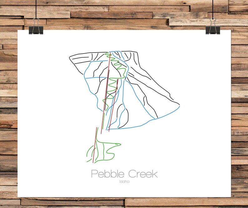 Pebble Creek Map Idaho Id Ski Snowboard Trail Map Art - Etsy