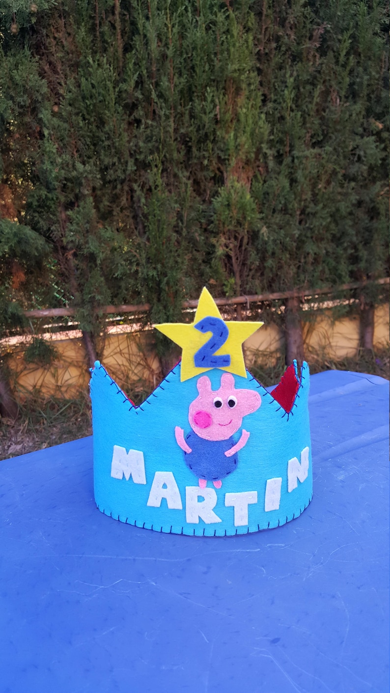 Peppa pig George birthday crown birthday decor birthday hat Peppa party hat