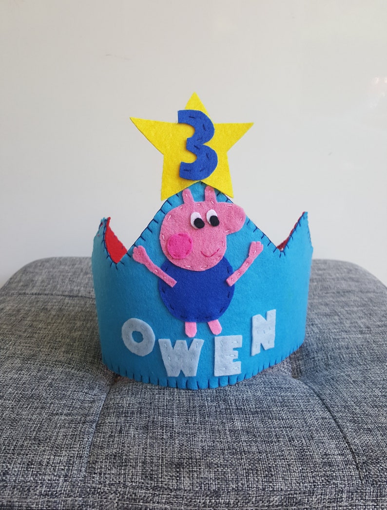 Peppa pig George birthday crown birthday decor birthday hat Peppa party hat