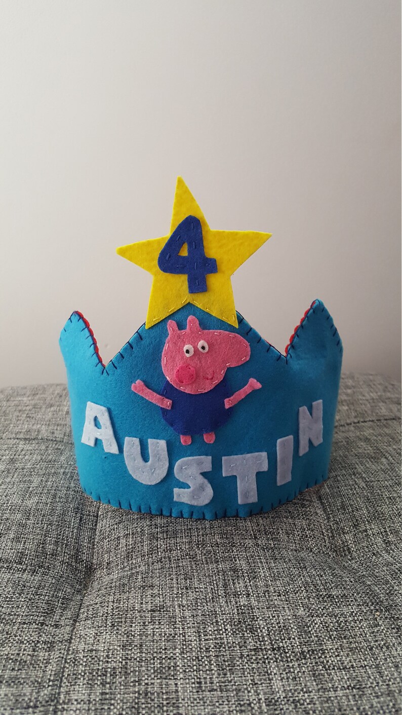 Peppa pig George birthday crown birthday decor birthday hat Peppa party hat