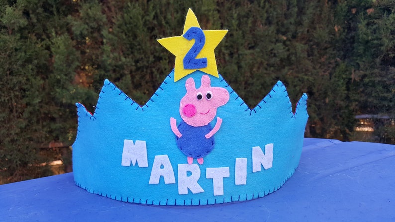Peppa pig George birthday crown birthday decor birthday hat Peppa party hat