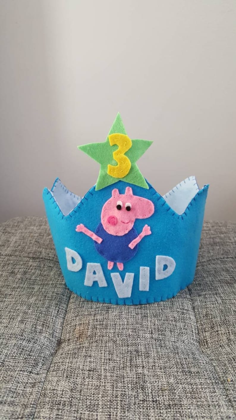 Peppa pig George birthday crown birthday decor birthday hat Peppa party hat