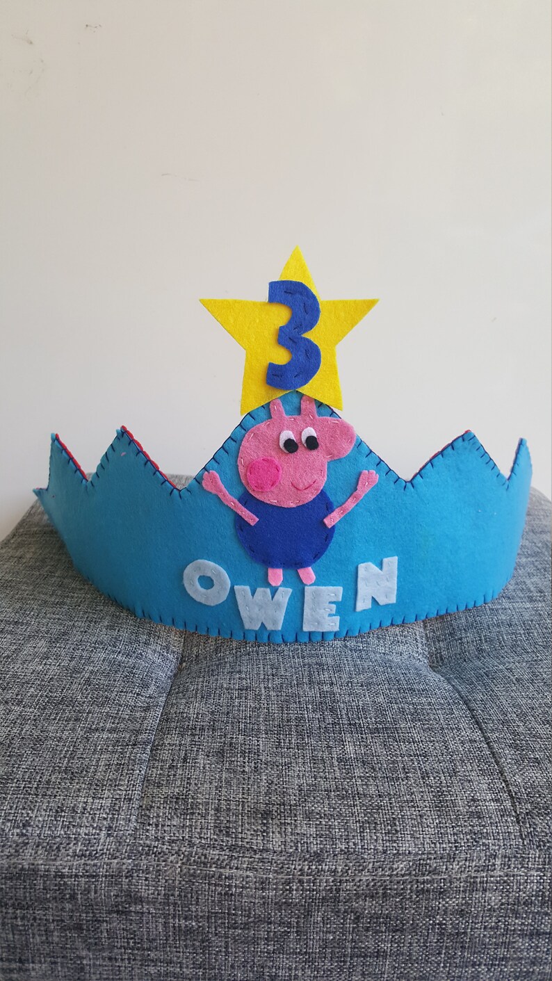 Peppa pig George birthday crown birthday decor birthday hat Peppa party hat