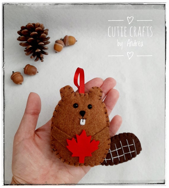 Beaver wood ornament handmade rustic gift from Canada