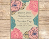 25 x Floral Wedding Invitation, Luggage Tag, Wedding Stationery, Outdoor Wedding, Modern Wedding, Garden Wedding, Floral Stationery