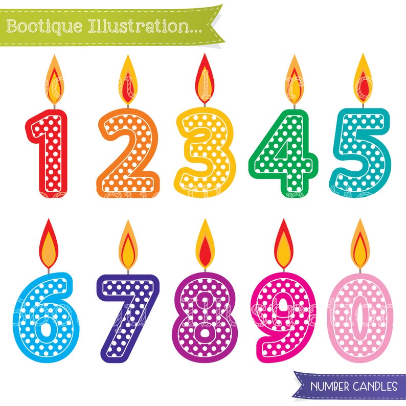 Number Candles Clipart. Birthday Clipart. Number Candles Clip Etsy