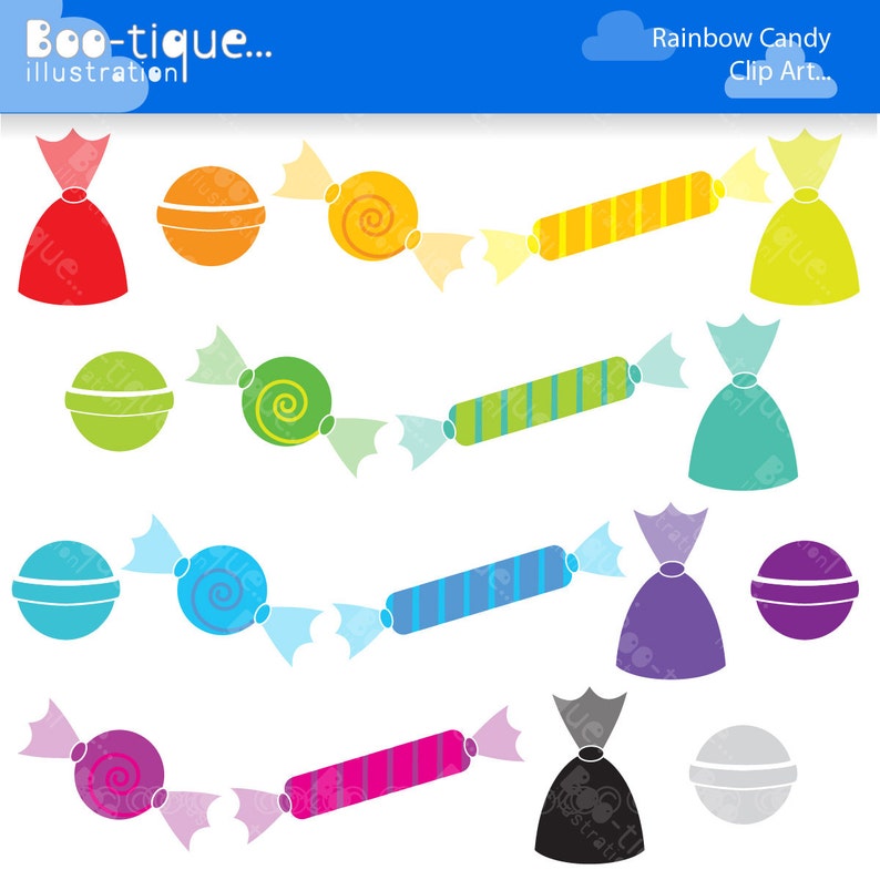 Rainbow Candy Digital Clipart Set. Candy Clipart. Candy Clip Etsy