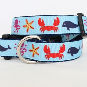 Crab Whale Octopus Star 1&quot; Dog Collar