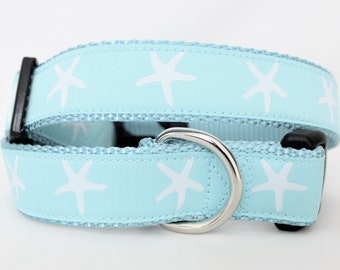 Beach Biscuit® Starfish Aqua Dog Collar - Multiple Sizes