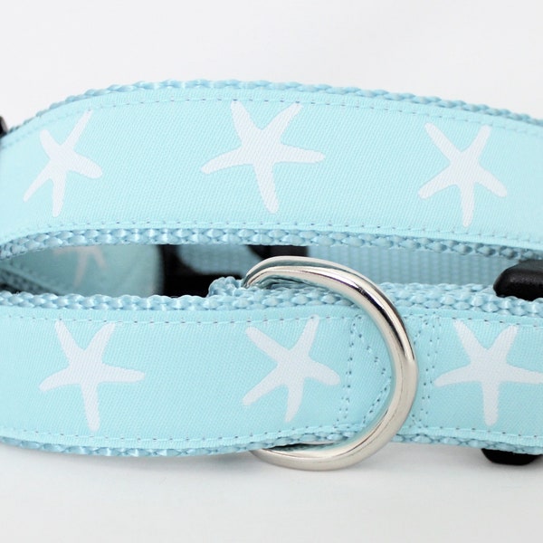 Beach Biscuit® Starfish Aqua Dog Collar - Multiple Sizes