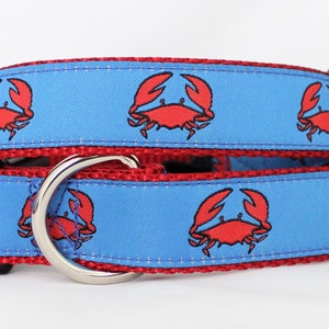 Beach Biscuit® Crab Red & Blue Dog Collar - Multiple Sizes