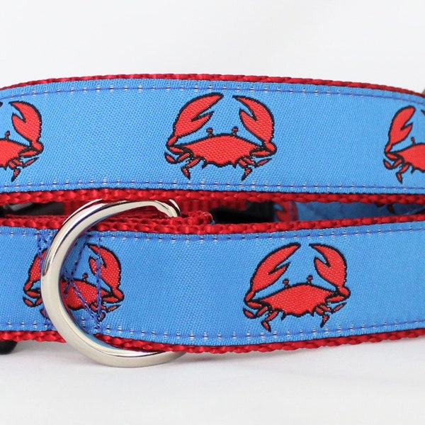 Beach Biscuit® Crab Red & Blue Dog Collar - Multiple Sizes