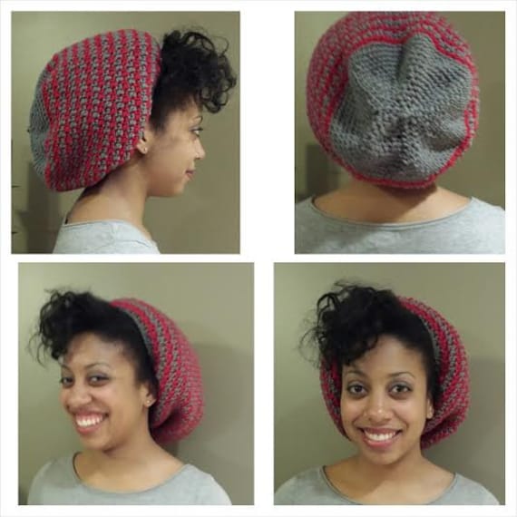 Satin Lined Two Color Slouchy Beanie Hat For Natural Hair Etsy
