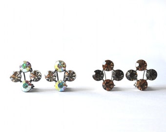 Vintage Bib de Crystal boucles d'oreilles - Boucles de strass, Bling boucles d'oreilles, boucles d'oreilles - 90 s