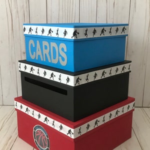 Custom Card Box, Bar Mitzvah Cardbox, Bat Mitzvah Cardbox, Square, 3 Tier, Sports Cardbox, Party Decor