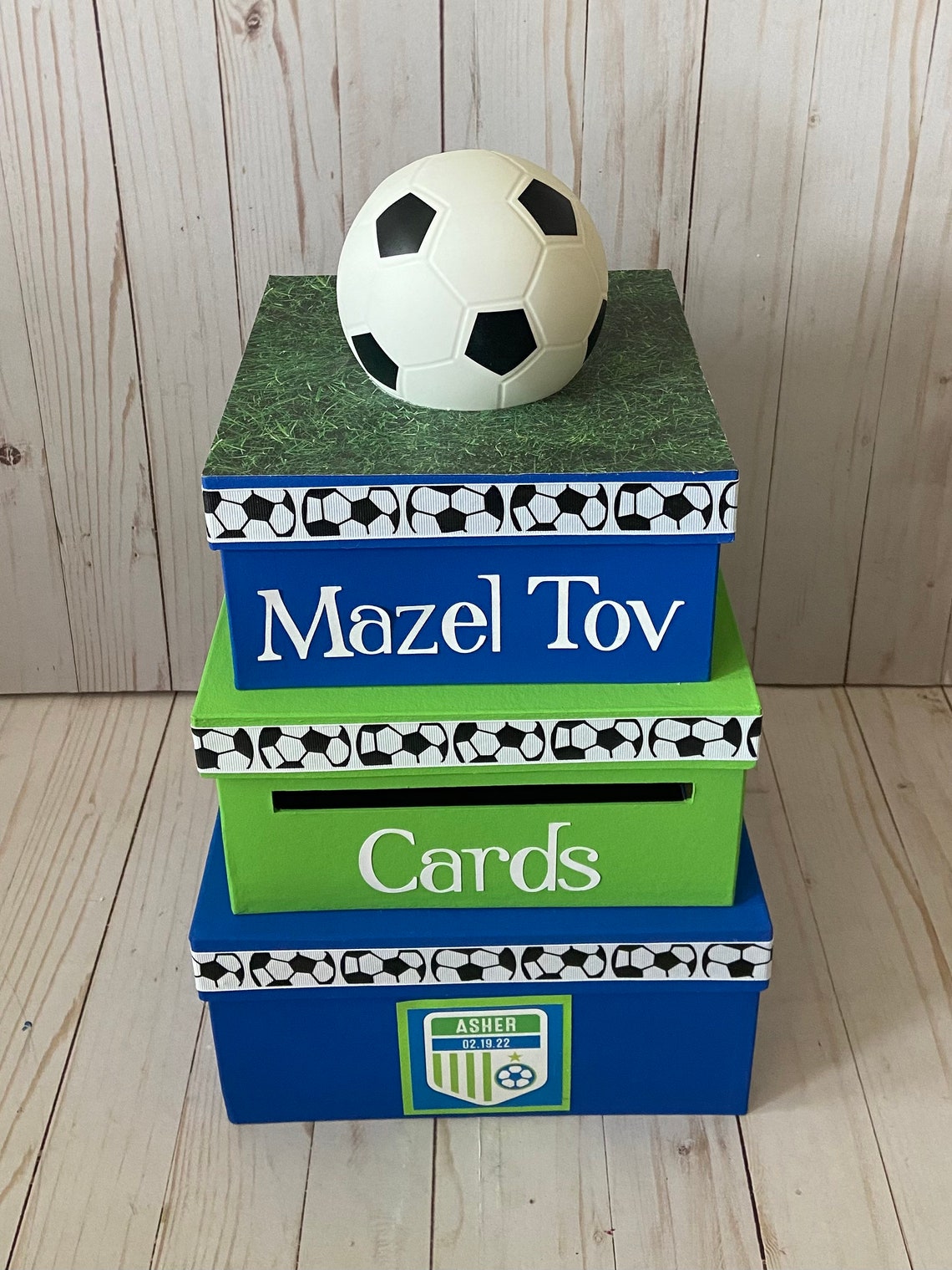Custom Card Box Bar Mitzvah Boys Birthday 3 Tier Card Etsy