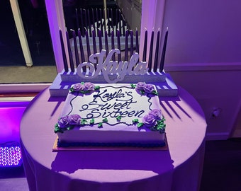 Dulces 16, Bar Mitzvah, Bat Mitzvah, Soporte para nombres, Ceremonia de velas, Tablero para velas, Candelabro, Candelabro