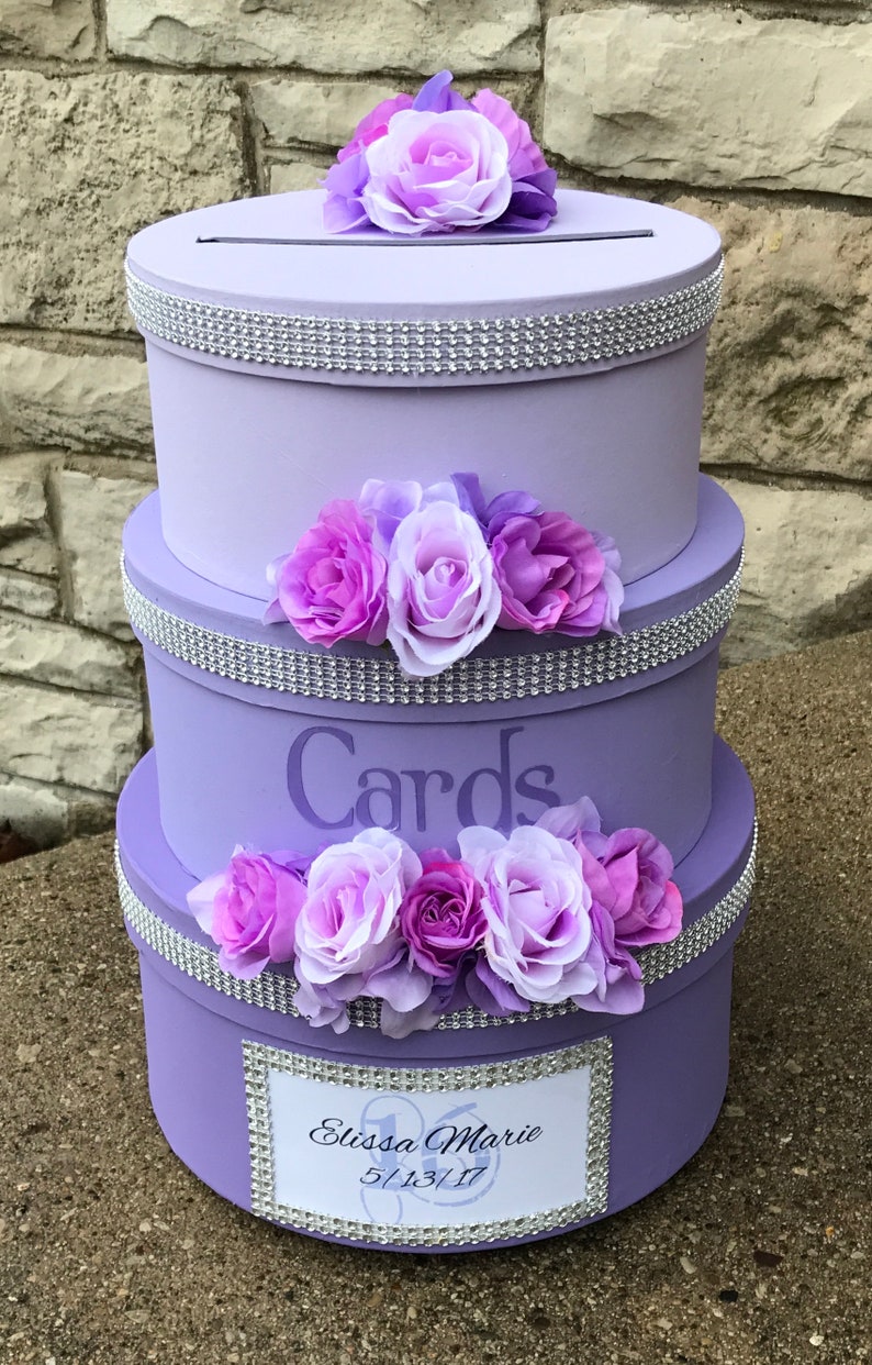 Wedding Card Box Wedding Card Holder 3 Tier Round Lilac Etsy