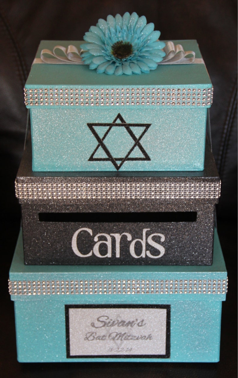 Custom Card Box Bat Mitzvah 3 Tier Card Holder Square Etsy