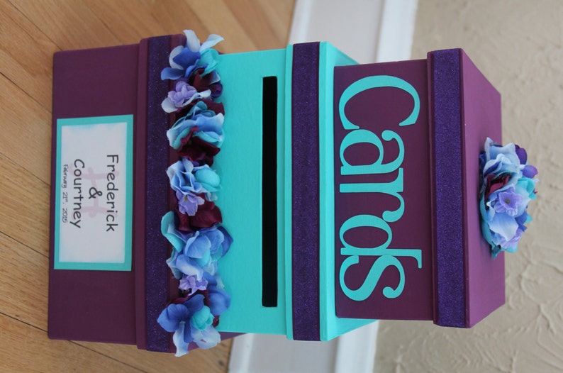 wedding card box wedding card holder 3 tier square purple