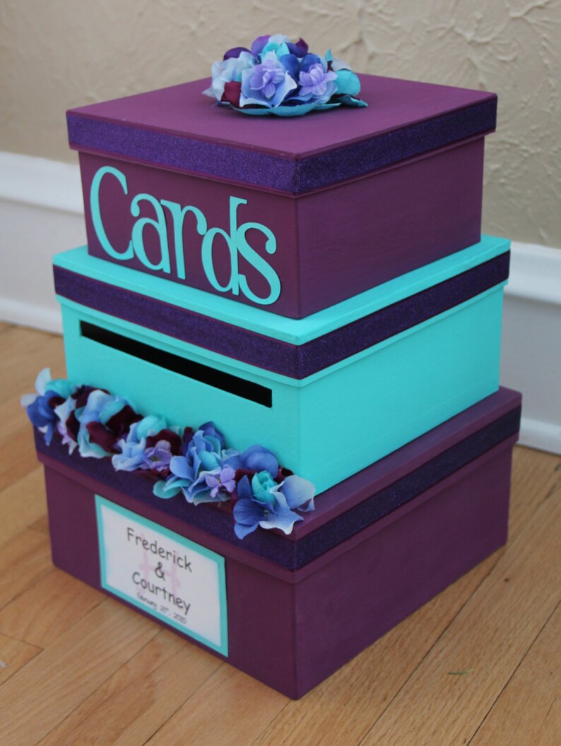 Wedding Card Box Wedding Card Holder 3 Tier Square Purple Etsy