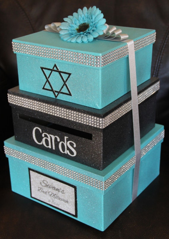 Custom Card Box Bat Mitzvah 3 Tier Card Holder Square Etsy