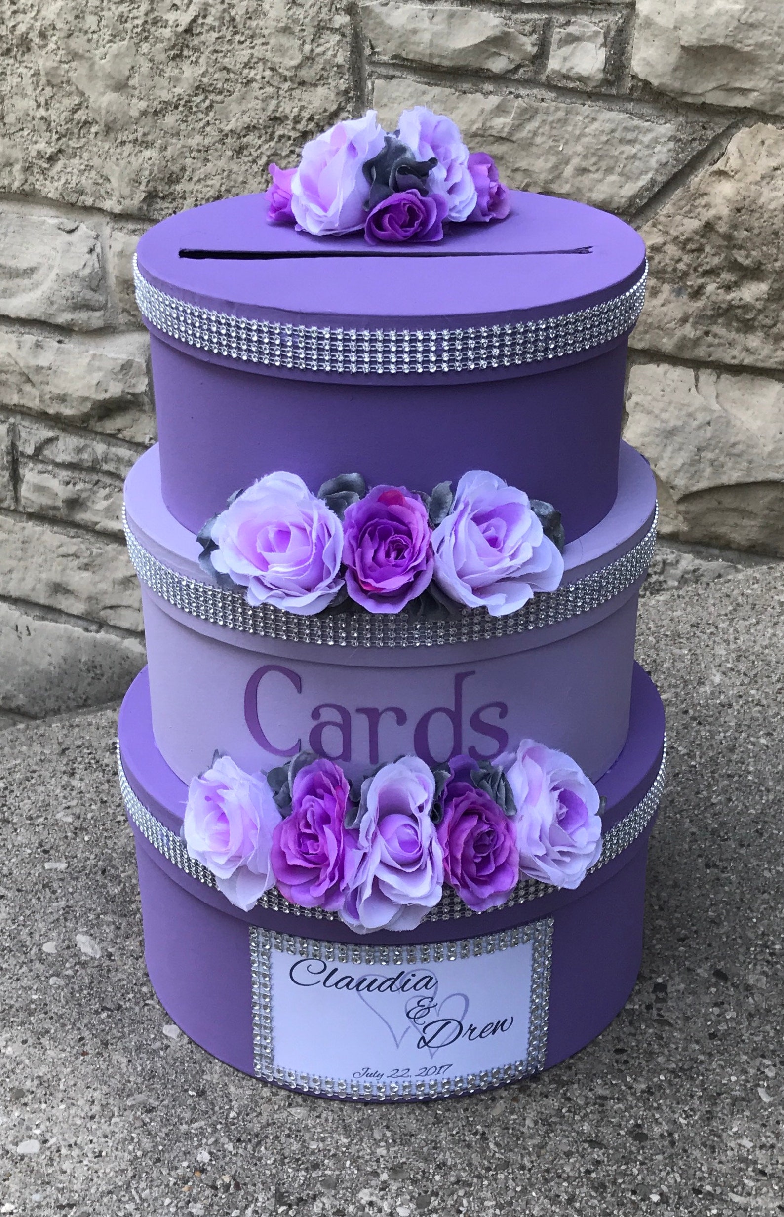 Wedding Card Box Wedding Card Holder 3 Tier Round Lilac Etsy