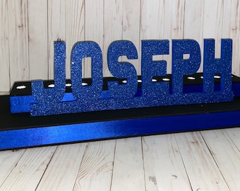 Candelabro para Bar Mitzvah con nombre en madera brillante, Quinceañera, Bat Mitzvah, Candelabro, Soporte para nombre, Ceremonia de velas, Tablero para velas, Candelabro