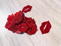 Red Glitter Lips Confetti: Bachelorette Party Table Decor